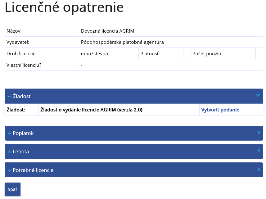 Obrázok: Licenčné opatrenia