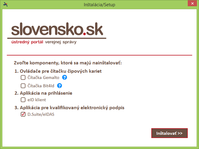 Obrázok: Inštalácia D.Suite/eIDAS