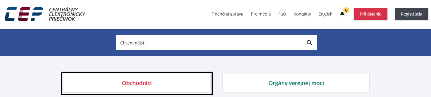 Obrázok: Výber prihlásenia - Obchodníci Obrázok: Výber prihlásenia - Obchodníci