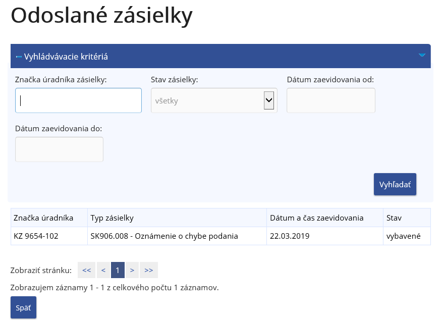 Obrázok: Odoslané zásielky Obrázok: Odoslané zásielky