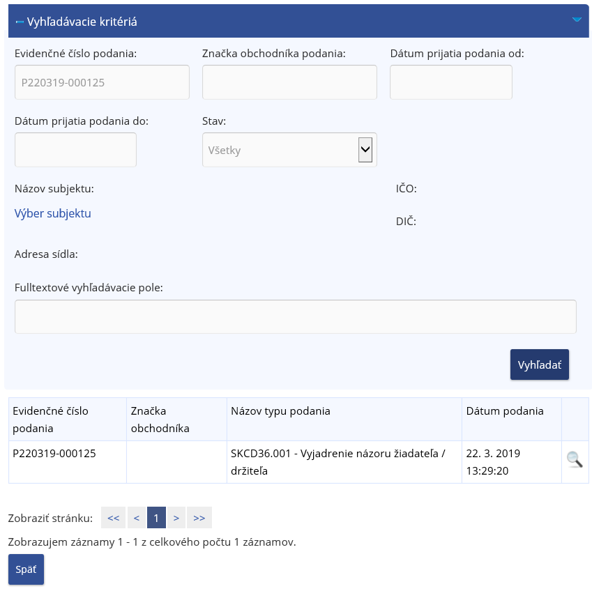 Obrázok: Vyhľadávacie kritériá Obrázok: Vyhľadávacie kritériá