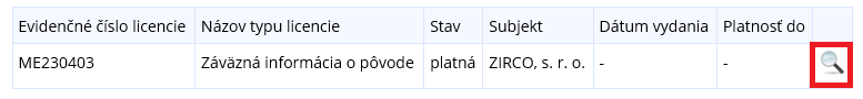 Obrázok: Vyhladanie licencie Obrázok: Vyhladanie licencie