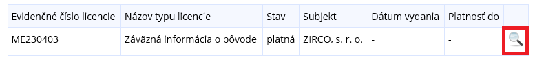 Obrázok: Vyhladanie licencie