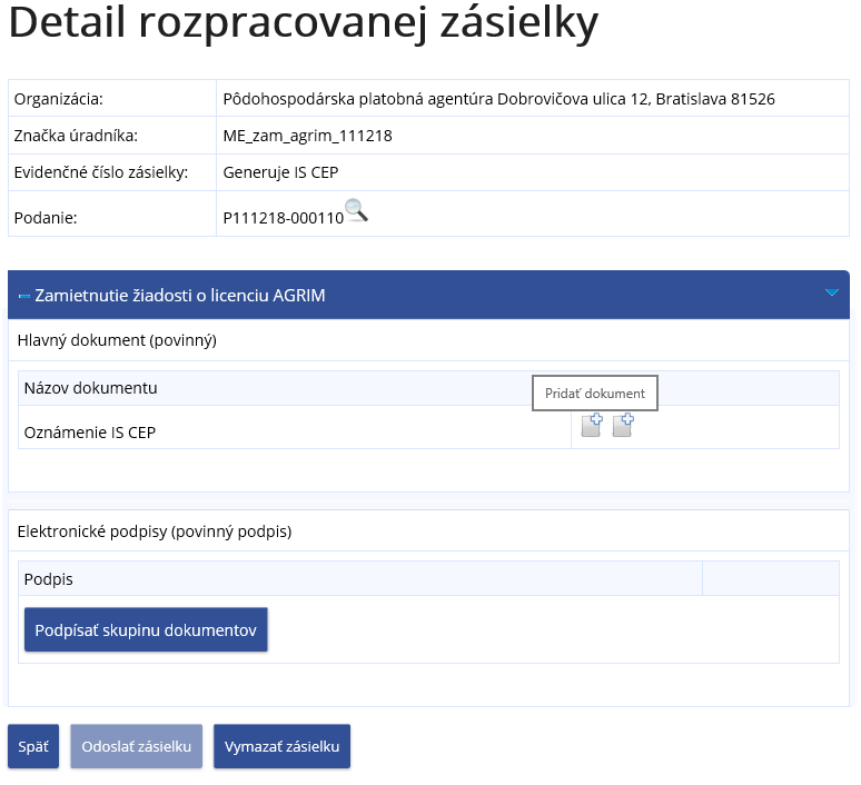 Obrázok: Detail rozpracovanej zásielky Obrázok: Detail rozpracovanej zásielky