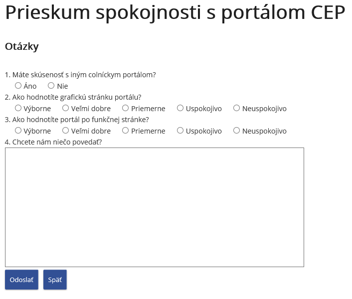 Obrázok obrazovky pre prieskum spokojnosti Obrázok obrazovky pre prieskum spokojnosti