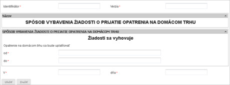 Obrázok 4. Príklad formulára na zamietnutie (odpoveď úradníka na žiadosť obchodníka)